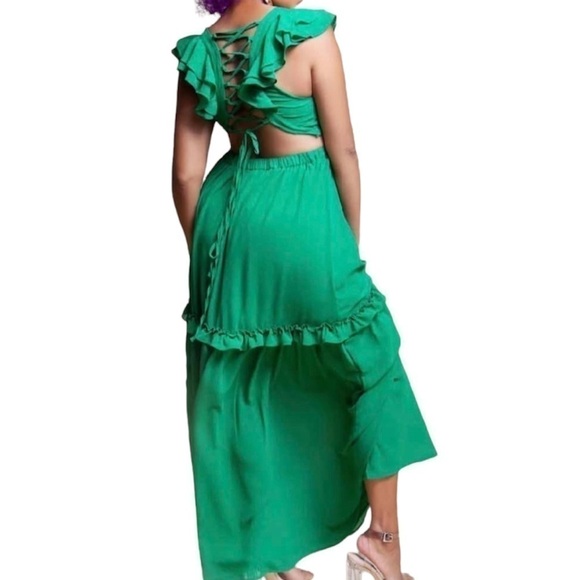 Maxi Dress. Lace Back. Green. Small. NWOT - Picture 4 of 4